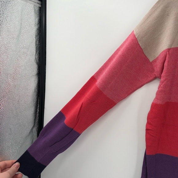 FILLY FLAIR Striped Colorblock Pocket Sweater Knit Pullover Stripes Soft Women S - Picture 5 of 8